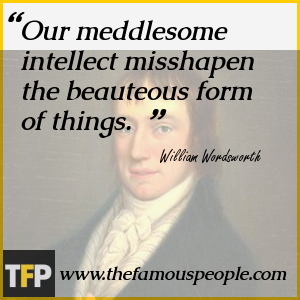 Our meddlesome intellect misshapen the beauteous form of things. Our meddlesome intellect misshapen the beauteous form of things.